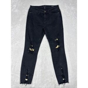 Judy Blue Jeans Womens 11/30 (30X27)‎ Black Skinny Fit Leopard Patch Distressed